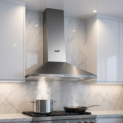 بيست اير شفاط مطبخ هرمى فضي - 90 سم - قوة شفط 1000م³/الساعة - 1 موتور - موديل NETRO 90CM INOX