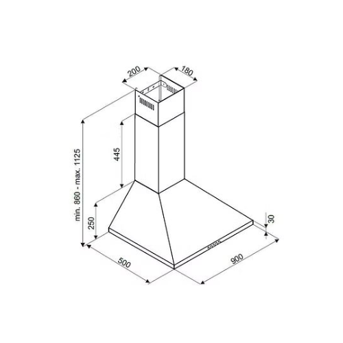 بيست اير شفاط مطبخ هرمى فضي - 90 سم - قوة شفط 1000م³/الساعة - 1 موتور - موديل NETRO 90CM INOX
