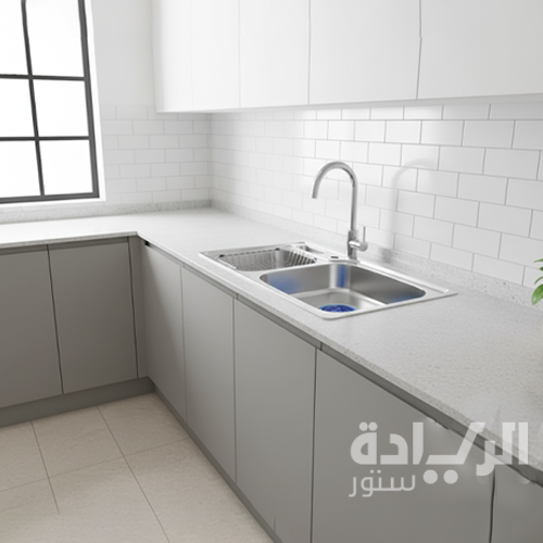 حوض مطبخ هانز الكوري – ستانلس ستيل 304 – 48 × 87 سم – NISD870 – 2 عين + صفاية