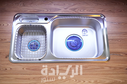 حوض مطبخ هانز الكوري – ستانلس ستيل 304 – 48 × 87 سم – NISD870 – 2 عين + صفاية