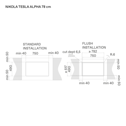 مسطح بلت إن إندكشن اليكا (ELICA) 83 سم مع شفاط مدمج – إيطالي بالكامل – موديل NIKOLATESLA ALPHA