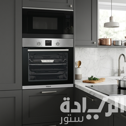 Ocean 60cm 60L Electric Built-in Oven, Black Glass Door, Electric Grill - Model - OEOF 68 I TC