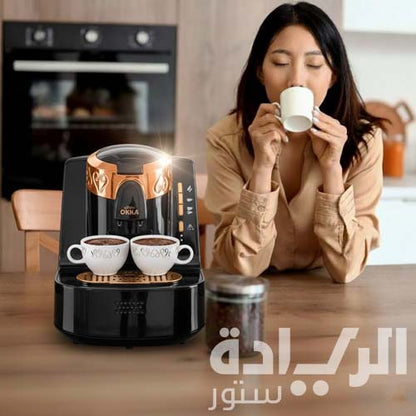 أرزوم أوكا أوتوماتيك ماكينة القهوة التركية – أسود/نحاسي – موديل OK001/BLACK