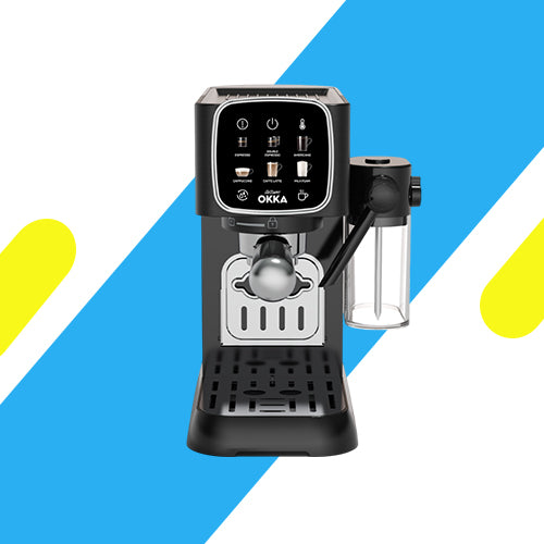 ماكينة اسبريسو اوكا نصف أوتوماتيكية من أرزوم أسود وفضي - موديل OK0032-0500