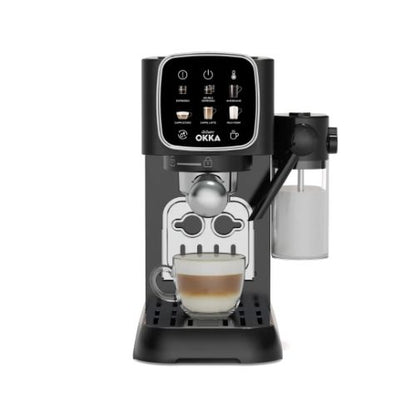 ماكينة اسبريسو اوكا نصف أوتوماتيكية من أرزوم أسود وفضي - موديل OK0032-0500