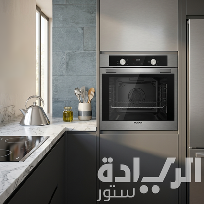 فرن غاز بلت إن أوشن 60 سم إنوكس بزجاج أسود - إير فراير - شواية غاز - تنظيف ذاتي - سعة 69 لتر – موديل - OOGR65IBECF2SV