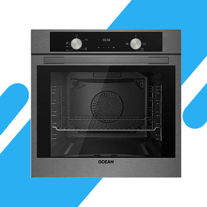فرن غاز بلت إن أوشن 60 سم إنوكس بزجاج أسود - إير فراير - شواية غاز - تنظيف ذاتي - سعة 69 لتر – موديل - OOGR65IBECF2SV