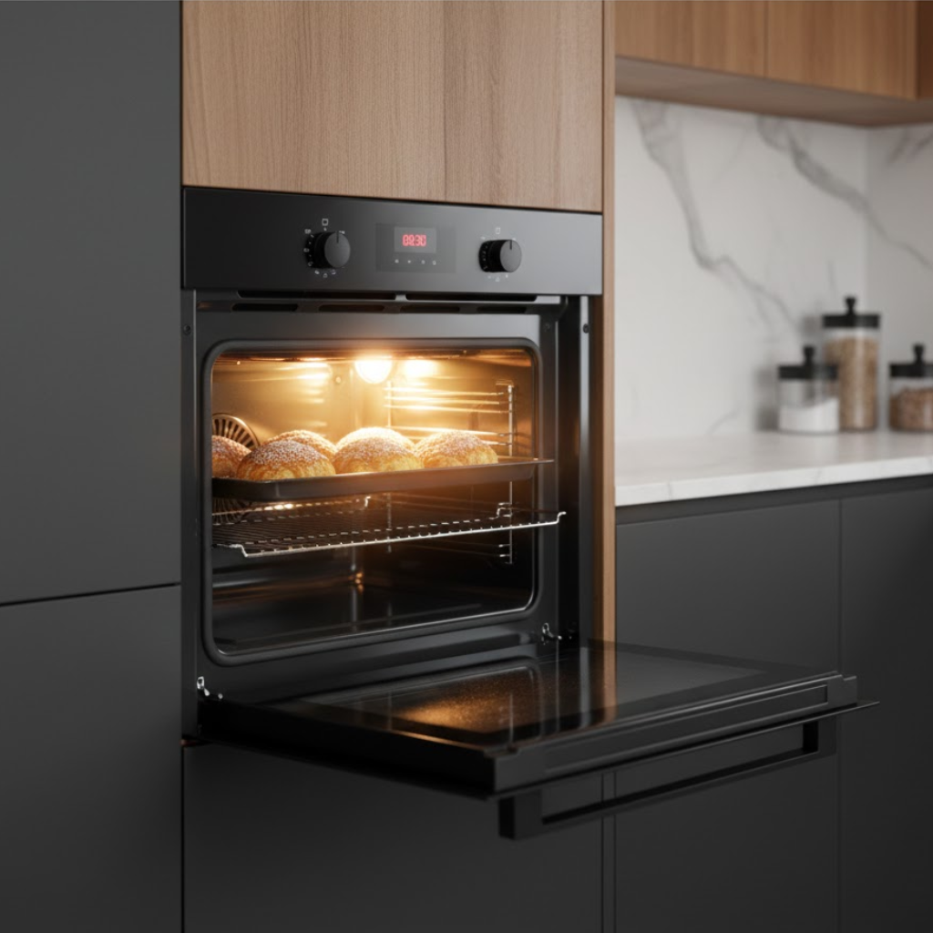 سعة فرن غاز بيورتي XXL من الداخل 132 لتر مع سيخ الشواية