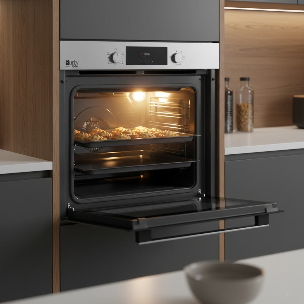 ركيب فرن بيورتي 90 سم XXL ستانلس في مطبخ عصري