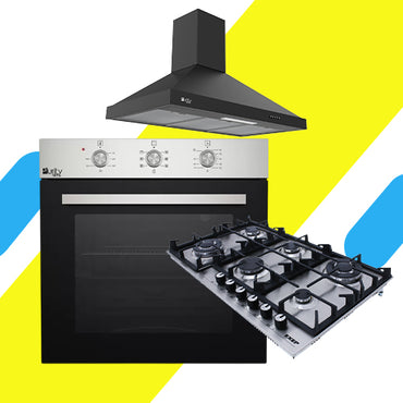 طقم بلت إن بيورتي -  فرن غاز 60 سم 67 لتر (OPT601GG)  + مسطح 90 سم ستانليس 6 عيون غاز (HPT904S ) + شفاط هرمي 90 سم ، قوة شفط 850 م3/ساعة، ( 90 PANSY PRO BL)