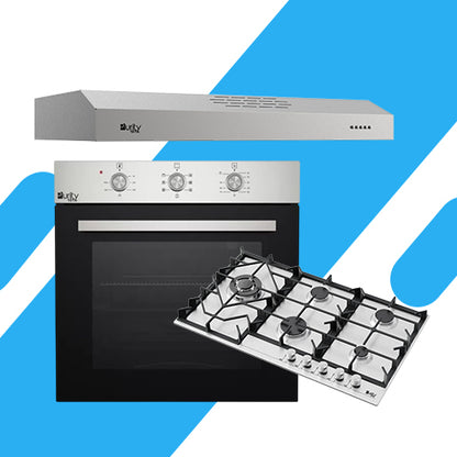 طقم بوتاجاز بلت إن - فرن غاز 60 سم 67 لتر (OPT601GG) +  بوتجاز 90 سم غاز 5 شعلات حوامل زهر ثقيلة (HPT908S) + شفاط 90 سم بقوة 450 م3/ساعة (PTSLIM 90X)