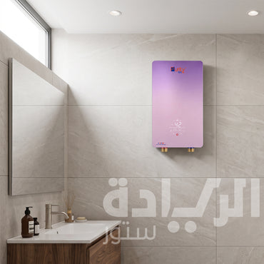 سخان مياه فوري كهرباء ديجيتال بيورتي (Purity) 11 كيلووات بتكنولوجيا ألمانية وتحكم واي فاي وريموت كنترول – موديل P101 11 kW PINK