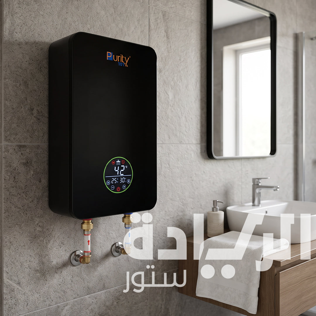 سخان مياه فوري كهرباء ديجيتال بيورتي (Purity) 13 كيلووات أسود بتكنولوجيا ألمانية وتحكم واي فاي وريموت كنترول – موديل P101 13 kW BL
