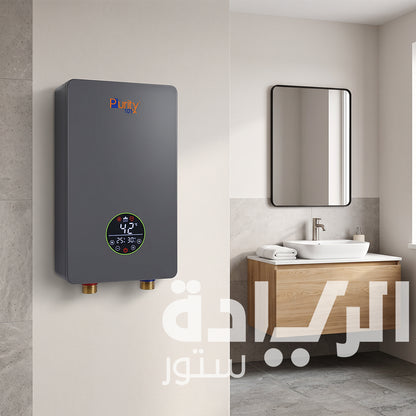 سخان مياه فوري كهرباء ديجيتال بيورتي (Purity) 13 كيلووات رصاصي بتكنولوجيا ألمانية وتحكم واي فاي وريموت كنترول – موديل P101 13 kW GRAY