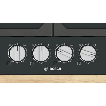 Bosch Series 6 Built-in Gas Hob, 60 cm, 4 Burners, Black Enamel Surface - Model - PCP6A6I90