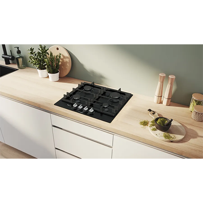 Bosch Series 6 Built-in Gas Hob, 60 cm, 4 Burners, Black Enamel Surface - Model - PCP6A6I90