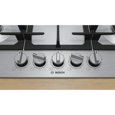 بوتاجاز بلت إن غاز بوش سيريس 6 75 سم ستانلس ستيل، 5 شعلة مع أمان كامل - موديل - PCQ7A5I90