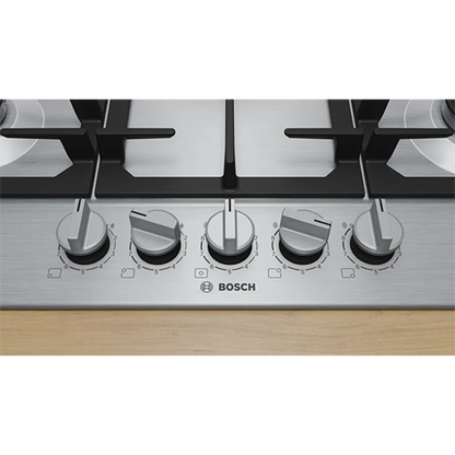 بوتاجاز بلت إن غاز بوش سيريس 6 75 سم ستانلس ستيل، 5 شعلة مع أمان كامل - موديل - PCQ7A5I90