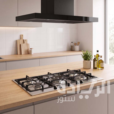 مسطح غاز بلت إن اريستون (Ariston ) إيطالي 90 سم ستانلس ستيل مع كريستال أسود 5 شعلات وحوامل زهر – موديل PK951 T GH