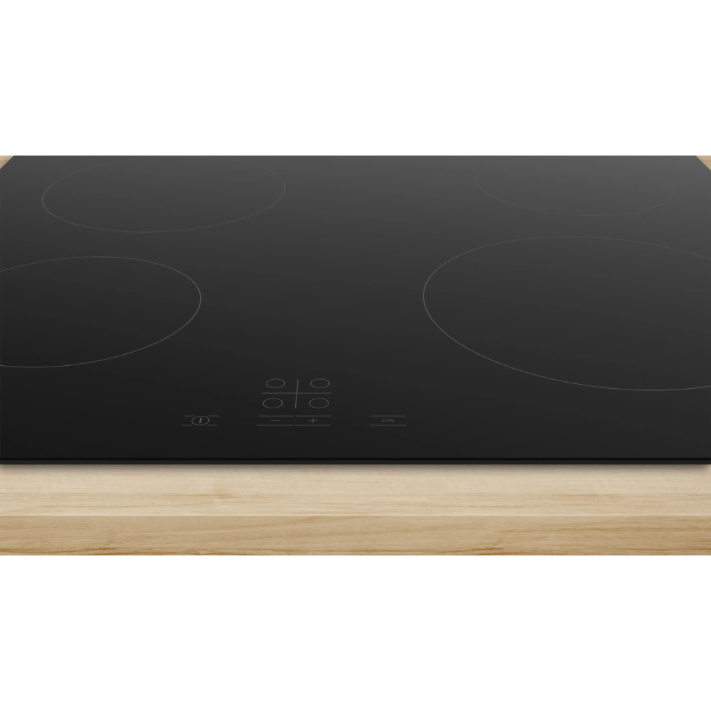 BOSCH Ceramic Electric Built-in Hob 60 cm – 4 Burners – 17 Power Levels – Frameless – Model PKE611BA2E