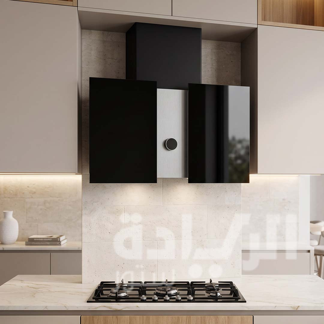 Purity Chimney Hood 60cm - Suction Power 1000 m³/h - Black Glass - Model PORTO PLUS BL 60CM