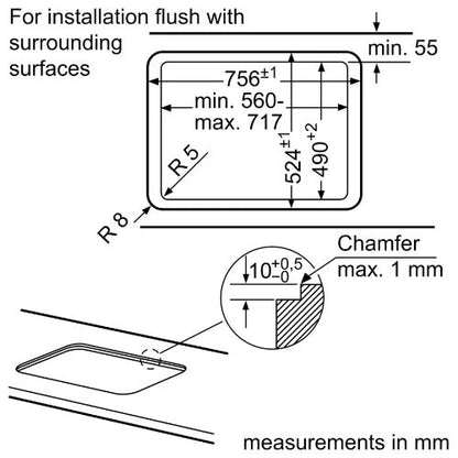 بوتاجاز غاز بلت إن بوش Series 6 – 75 سم زجاج مقسى أسود - PPQ7A6B20