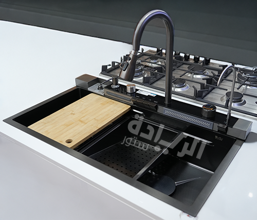 حوض مطبخ كوري من بيورتي مقاس 75*48 سم ديجيتال بزراير - موديل - PSM 750 BL Digital