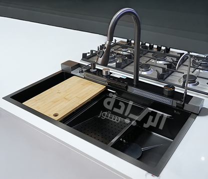حوض مطبخ كوري من بيورتي مقاس 80*48 سم ديجيتال بزراير موديل PSM 800 BL Digital