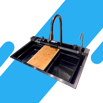 حوض مطبخ كوري من بيورتي مقاس 80*48 سم ديجيتال بزراير موديل PSM 800 BL Digital