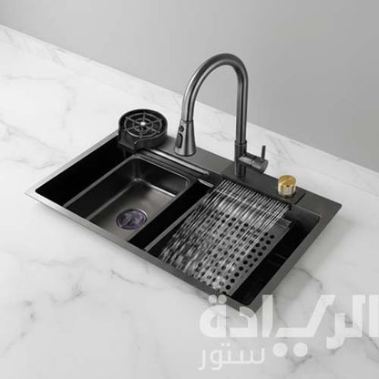 حوض مطبخ استانلس كوري اسود ماركة بيورتي مقاس 80*48 موديل PSM 800 BL