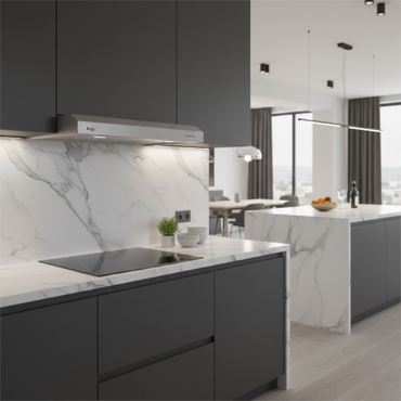 شفاط مطبخ بيورتي مسطح 90 سم فضي - PTSLIM 90 X - قوة شفط 450 م³/ساعة