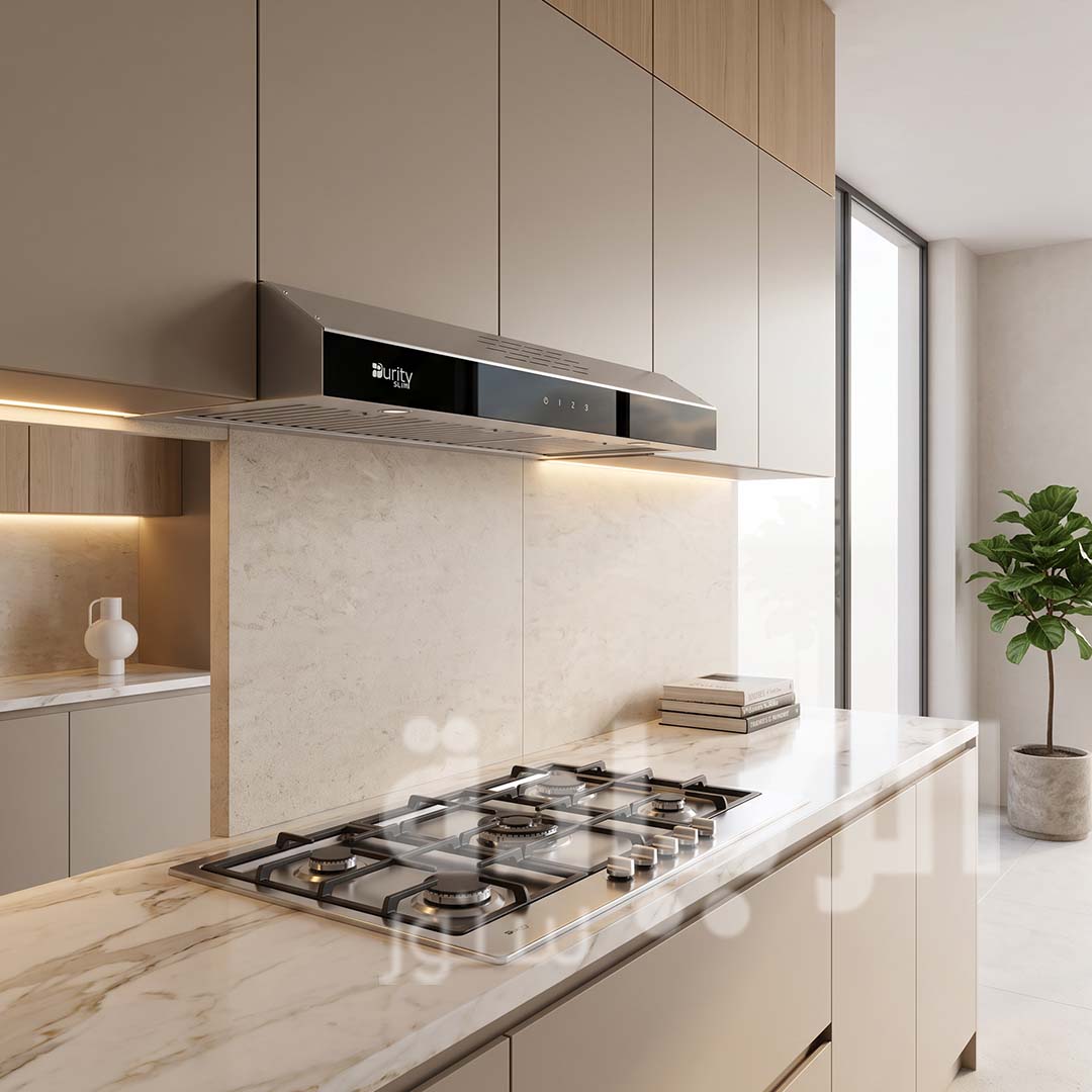 Purity Slim Flat Kitchen Hood 90 cm Silver – Model PTSLIM PLUS 90 X – 450 m³/h Suction Power - Purity