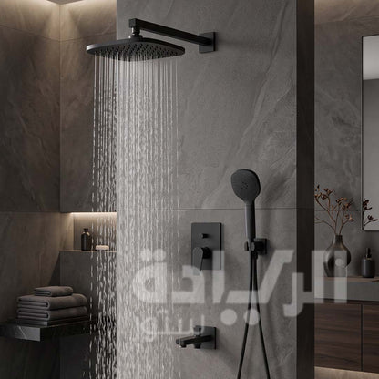 Purity Azure Confort Matt Black Concealed Mixer and Shower Set - Complete with Box (2 Outlets) - PU156807124