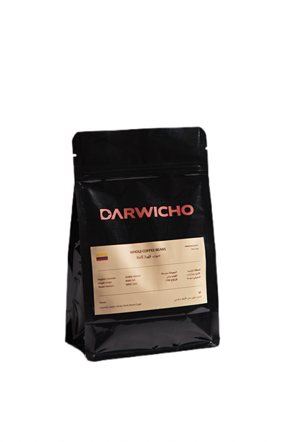 حبوب قهوة كاملة كولومبي أرابيكا 100% – درويتشو كوفي – 250 جرام