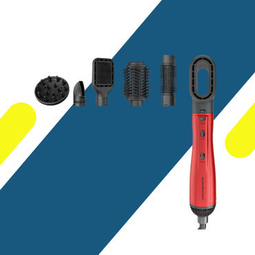 مجموعة تصفيف الشعر راش براش 6 في 1 (RUSH BRUSH) – Plus 6 Air Styler Red – قوة 1300 وات وتكنولوجيا الأيونات