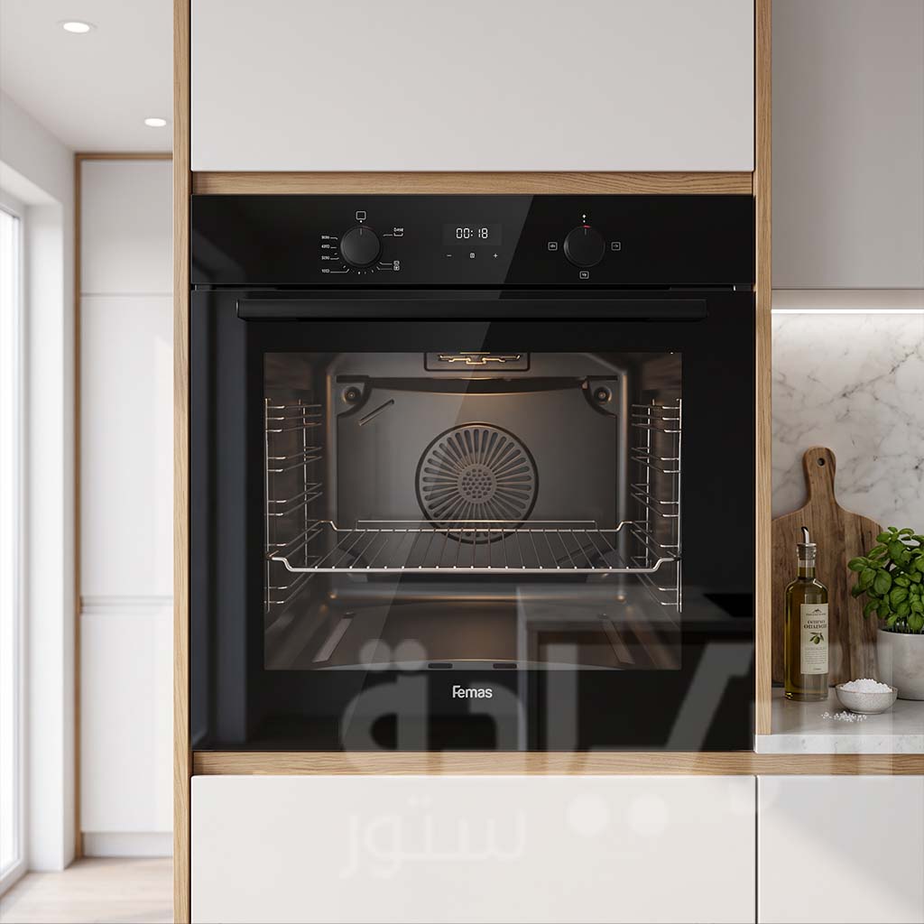 Femas Built-in Gas Oven 60 cm - 69 Liters Capacity - Digital - Black Glass - Model QGDMD-75DT3-CS