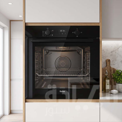 Femas Built-in Gas Oven 60 cm - 69 Liters Capacity - Digital - Black Glass - Model QGDMD-75DT3-CS