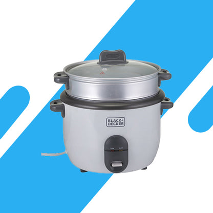 جهاز طهي الأرز بلاك أند ديكر – 1.8 لتر – 700 وات – بغطاء زجاجي وصينية بخار – موديل RC1860