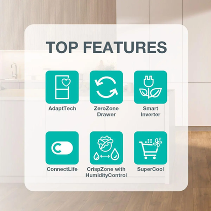 ثلاجة بلت إن جورينيا (Gorenje) 300 لتر بتقنية الذكاء الاصطناعي AdaptTech ومفصلات Door to Door – موديل RI517E62WF