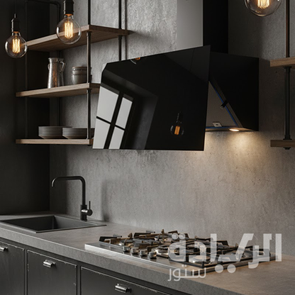 شفاط مطبخ 60 سم أسود من بيورتي بقوة شفط 1000 م3/ساعة - موديل - ROSE PLUS BL 60CM