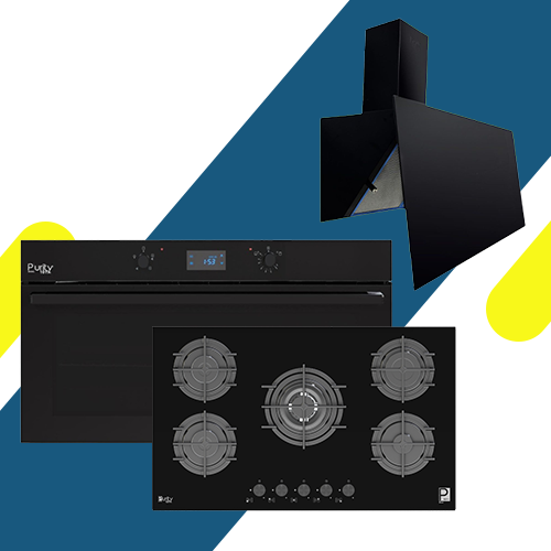 طقم بلت إن بيورتي - شفاط مطبخ 90 سم أسود من بيورتي بقوة شفط 1000 م3/ساعة - موديل - ROSE PLUS BL 90CM + بوتاجاز بلت إن غاز بيورتي 90 سم – زجاج أسود – 5 شعلات - موديل - HPT911G + بيورتي فرن بلت إن غاز ديجتال بشواية غاز 90 سم أسود 97 لتر - موديل – OPT902GGD