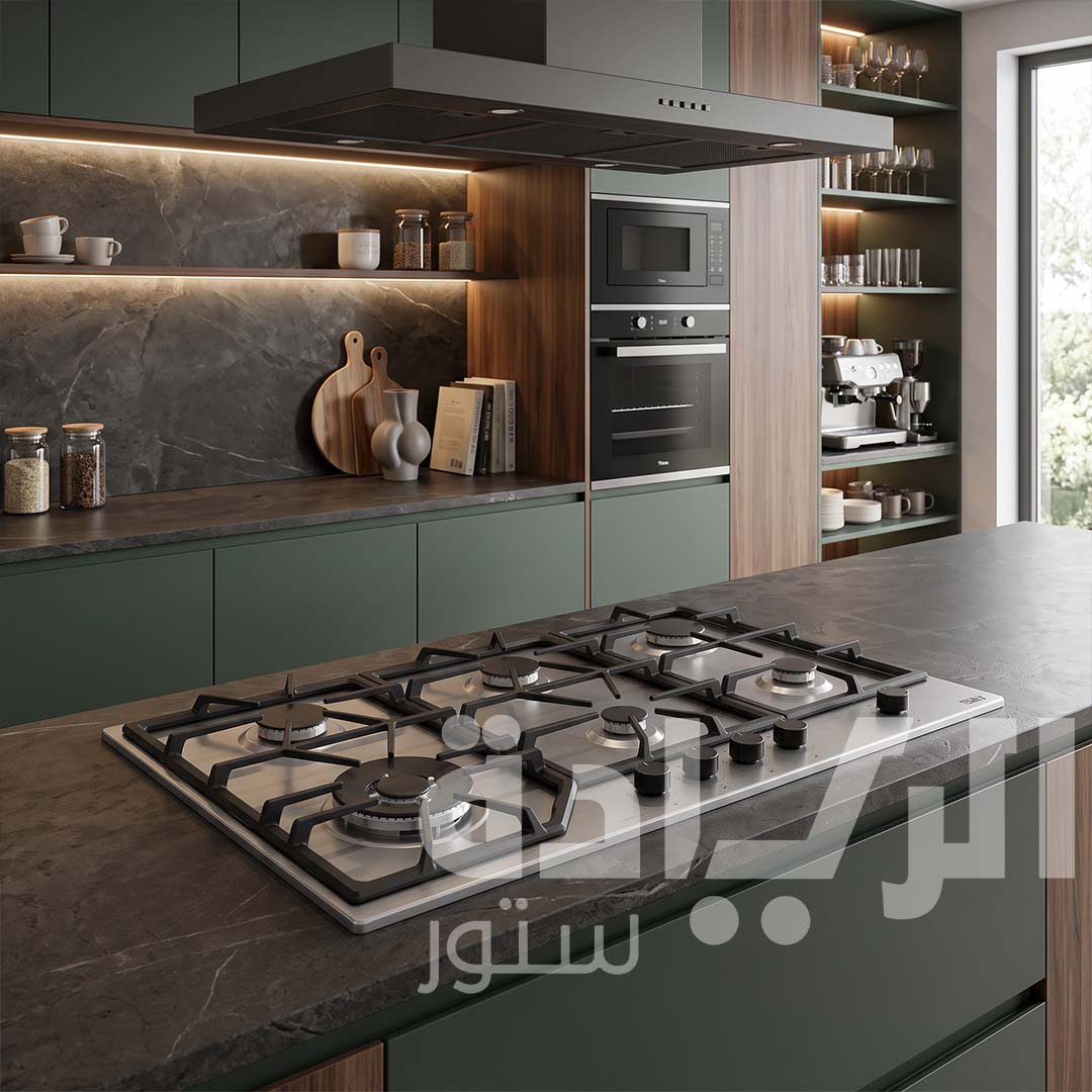 مسطح بلت إن غاز تيفا (Teva) 90 سم – إستانليس ستيل – 5 شعلة (شعلة ثلاثية في المنتصف) – موديل RT181