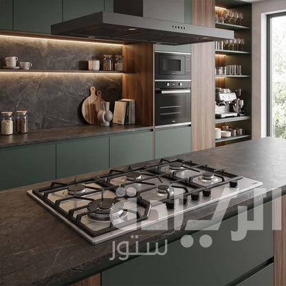مسطح بلت إن غاز تيفا (Teva) 90 سم – إستانليس ستيل – 5 شعلة (شعلة ثلاثية في المنتصف) – موديل RT181