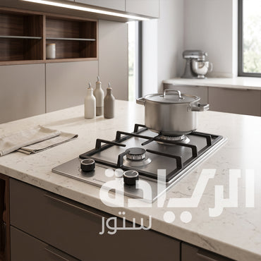 مسطح بلت إن غاز إيكوماتيك (Ecomatic) 30 سم استانلس ستيل 2 شعلة حوامل زهر وأمان إيطالي – موديل S3603C