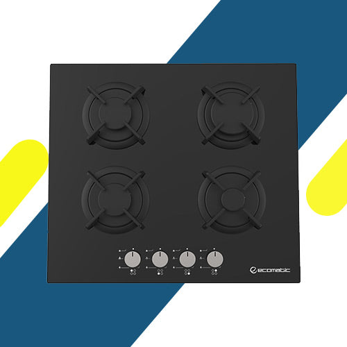 مسطح غاز إيكوماتيك بلت إن – 60 سم – 4 شعلات – كريستال أسود – موديل – S607RBC