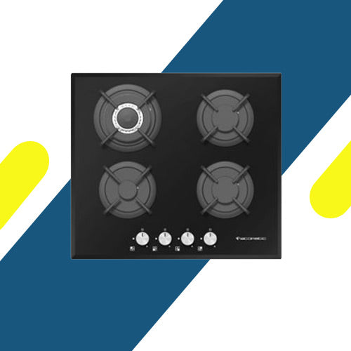 مسطح غاز إيكوماتيك بلت إن – 60 سم – 4 شعلات – كريستال أسود – موديل – S607RC