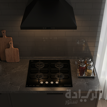 بوتاجاز بلت إن غاز إيكوماتيك 60 سم كريستال أسود SCHOTT – 4 شعلة SABAF – إشعال أوتوماتيك – أمان كامل S657C