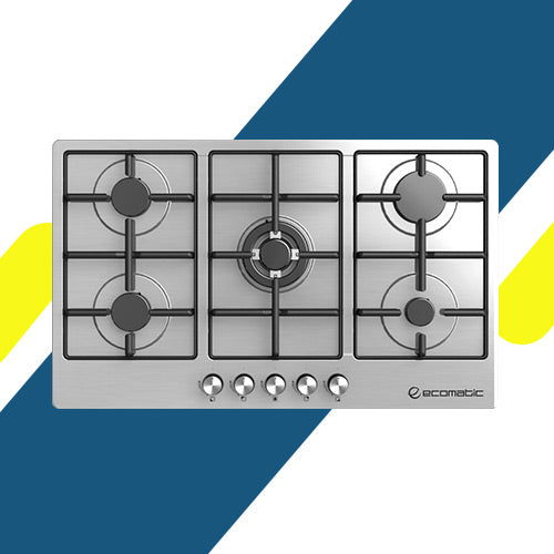 مسطح غاز إيكوماتيك بلت إن 90 سم – 5 شعلة SABAF إيطالية – ستانلس ستيل – موديل S9003BM