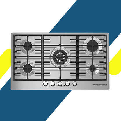 مسطح غاز إيكوماتيك بلت إن – 90 سم – 5 شعلة – ستانلس ستيل – موديل – S903C