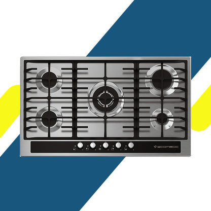 مسطح غاز بلت إن إيكوماتيك 90 سم – 5 شعلات ستانلس ستيل بلوحة تحكم كريستال – إشعال أوتوماتيك – موديل – S903GC